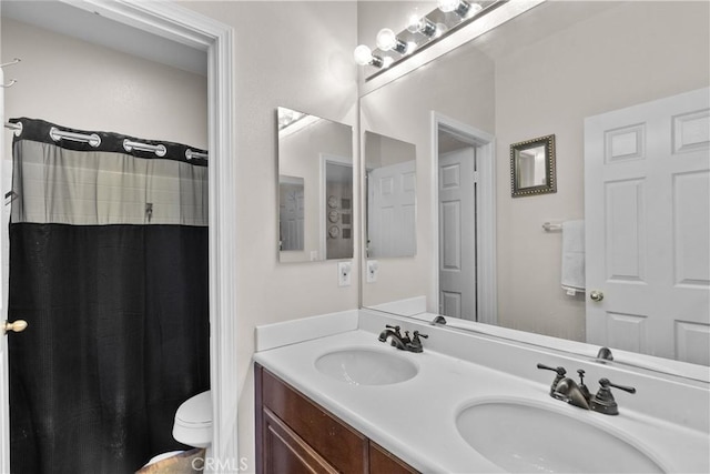 1341 Stanfill Rd, Palmdale, CA 93551 - bathroom with double vanity and a shower with shower curtain