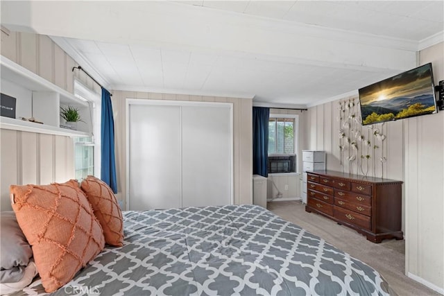 29289 Lake View Dr, Cedar Glen, CA 92321 - bedroom with ornamental molding, carpet, and a closet