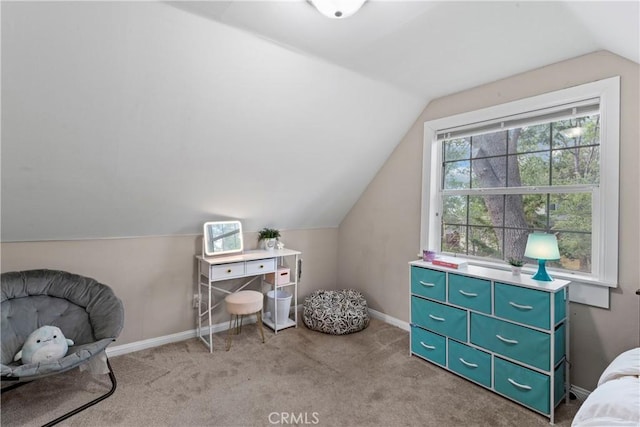 29289 Lake View Dr, Cedar Glen, CA 92321 - bedroom featuring vaulted ceiling and carpet flooring