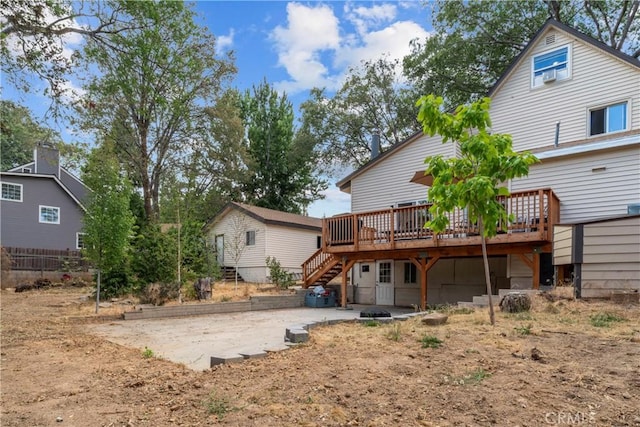29289 Lake View Dr, Cedar Glen, CA 92321 - rear view of house featuring a deck, a patio, and stairway