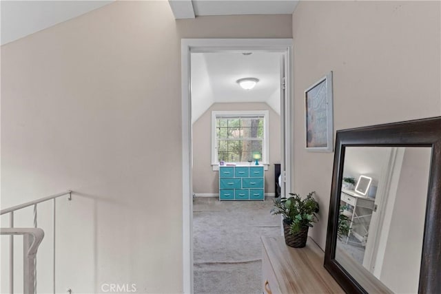 29289 Lake View Dr, Cedar Glen, CA 92321 - hall with vaulted ceiling and carpet