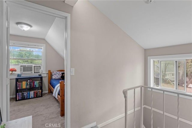 29289 Lake View Dr, Cedar Glen, CA 92321 - bedroom with lofted ceiling, carpet floors, and cooling unit