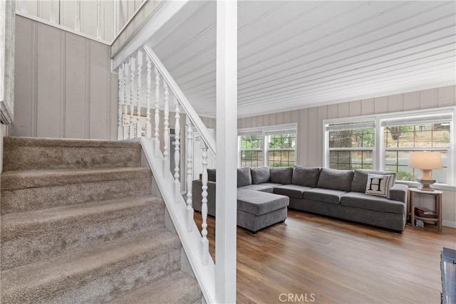 29289 Lake View Dr, Cedar Glen, CA 92321 - staircase featuring wood finished floors