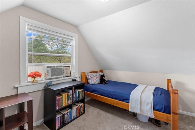 29289 Lake View Dr, Cedar Glen, CA 92321 - bedroom featuring vaulted ceiling, carpet, and cooling unit