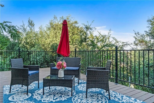 2315 Loma Vista Pl, Los Angeles, CA 90039 - wooden terrace with outdoor lounge area