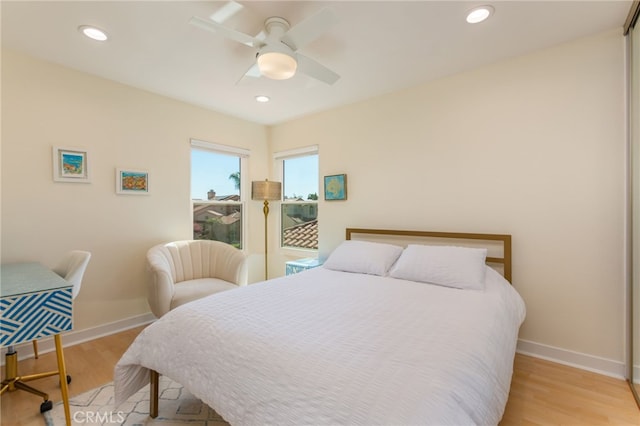 15535 Mallory Ct, Moorpark, CA 93021 - bedroom featuring wood finished floors, a ceiling fan, and recessed lighting