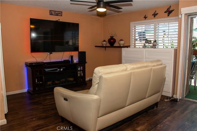 4727 W 147th St Unit 251, Lawndale, CA 90260 - living room with wood finished floors, ceiling fan, and a textured ceiling