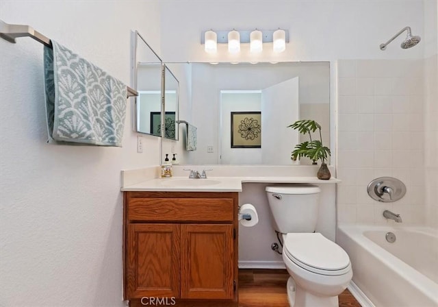 44938 Tehachapi, Temecula, CA 92592 - full bathroom featuring vanity, bathtub / shower combination, and wood finished floors