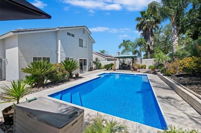 44938 Tehachapi, Temecula, CA 92592 - view of swimming pool featuring a gazebo, a fenced backyard, a patio, and a jacuzzi