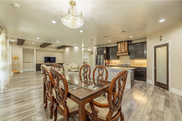 4664 Quartz Hill Rd, Quartz Hill, CA 93536 - dining room featuring light wood-style flooring, recessed lighting, and a chandelier