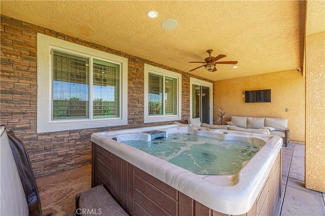 4664 Quartz Hill Rd, Quartz Hill, CA 93536 - view of patio featuring a ceiling fan and a hot tub