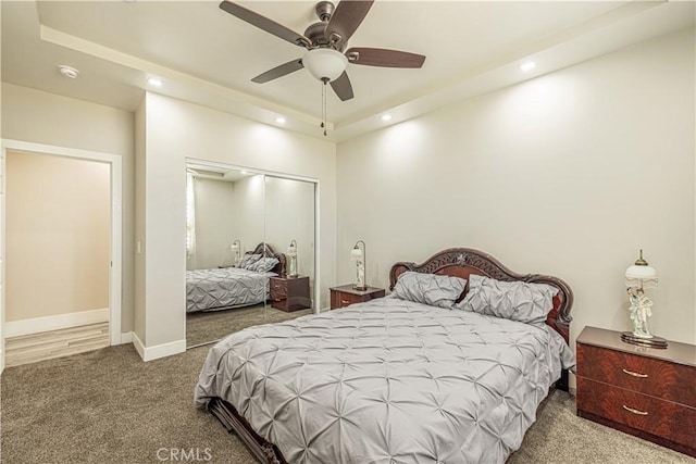 4664 Quartz Hill Rd, Quartz Hill, CA 93536 - bedroom featuring carpet flooring, recessed lighting, a closet, and ceiling fan