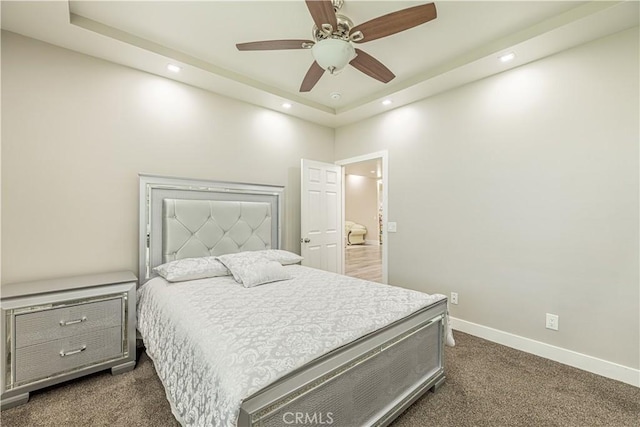 4664 Quartz Hill Rd, Quartz Hill, CA 93536 - bedroom with dark colored carpet, recessed lighting, and ceiling fan