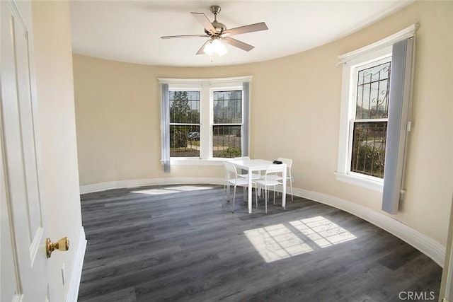 1703 Toberman St, Los Angeles, CA 90015 - dining room featuring dark wood-style floors and ceiling fan