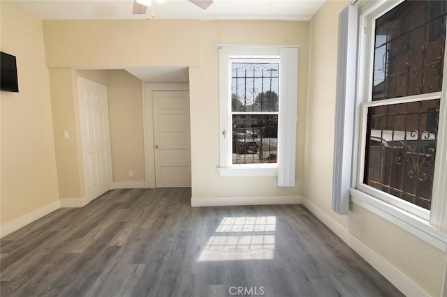 1703 Toberman St, Los Angeles, CA 90015 - empty room with wood finished floors and ceiling fan