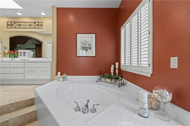 71 Via Barcaza, Coto De Caza, CA 92679 - bathroom featuring a bath, vanity, and recessed lighting