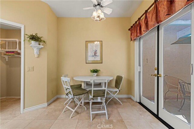71 Via Barcaza, Coto De Caza, CA 92679 - dining room featuring ceiling fan and light tile patterned floors