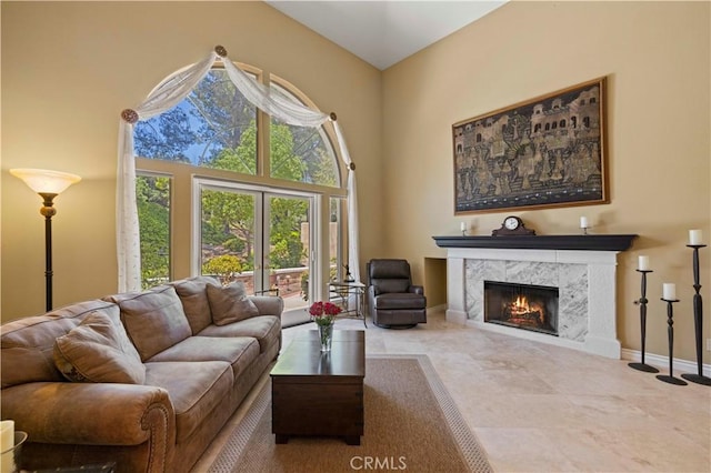 71 Via Barcaza, Coto De Caza, CA 92679 - living room featuring a high end fireplace and baseboards