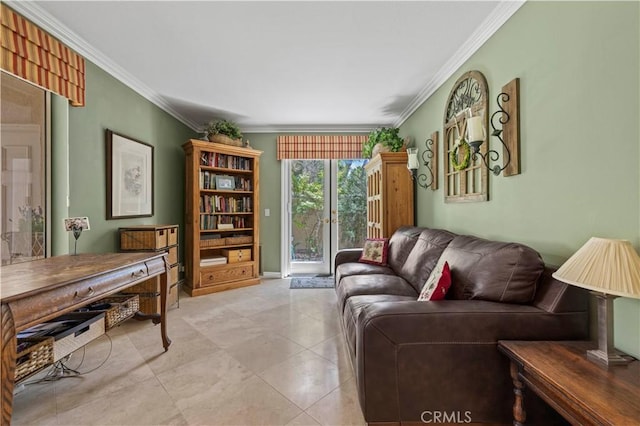 71 Via Barcaza, Coto De Caza, CA 92679 - living room with crown molding and light tile patterned flooring