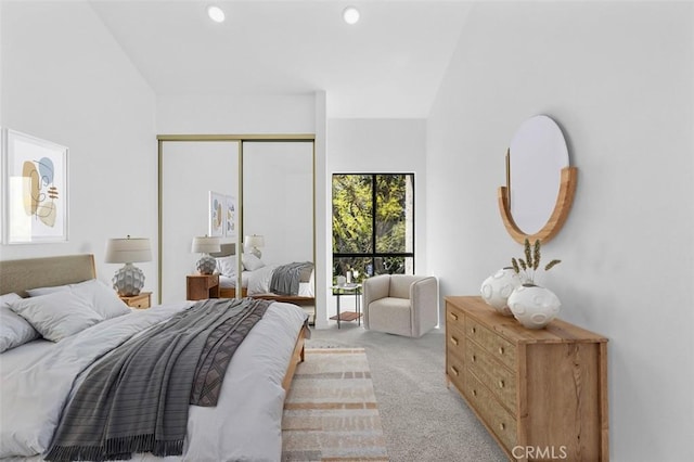 4210 Via Arbolada Unit 317, Los Angeles, CA 90042 - bedroom featuring light colored carpet, a closet, and recessed lighting
