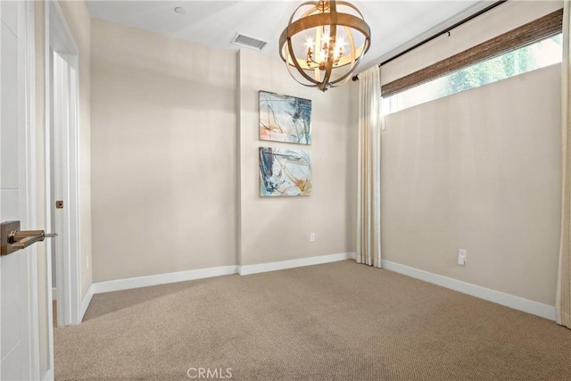 1019 Sequoia Pl, Montebello, CA 90640 - spare room with a chandelier and carpet floors