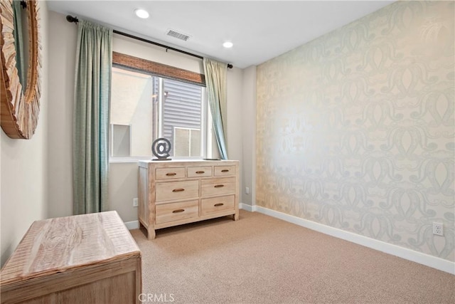 1019 Sequoia Pl, Montebello, CA 90640 - bedroom featuring wallpapered walls, light colored carpet, and recessed lighting