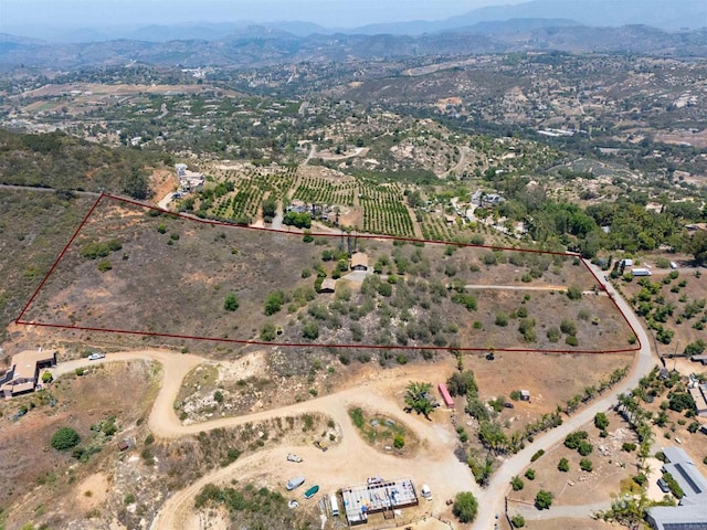 29556 Sierra Rojo Ln, Valley Center, CA 92082 - view of rural area with a mountain backdrop and property boundaries highlighted