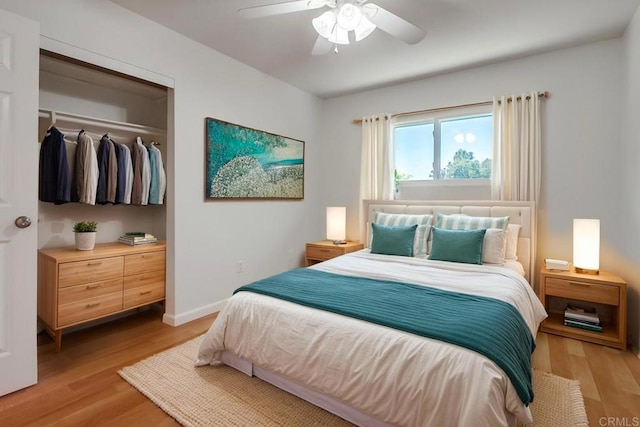 12919 Evalyn Pl, Poway, CA 92064 - bedroom featuring light wood-style flooring, a closet, and ceiling fan