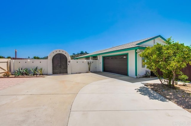 12919 Evalyn Pl, Poway, CA 92064 - view of front of property with concrete driveway, an attached garage, a gate, and stucco siding