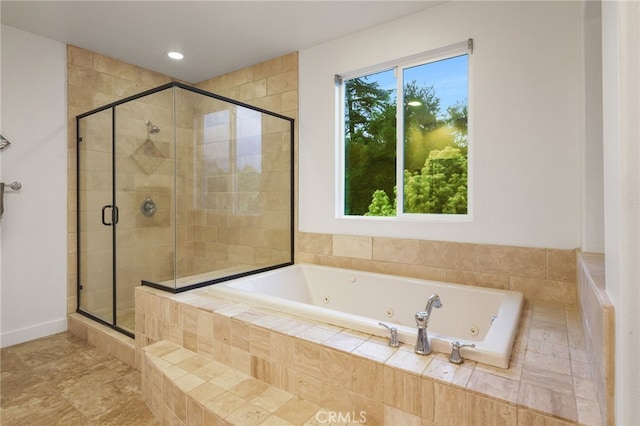 18141 Topham St, Tarzana, CA 91335 - full bath featuring a whirlpool tub, a stall shower, and recessed lighting