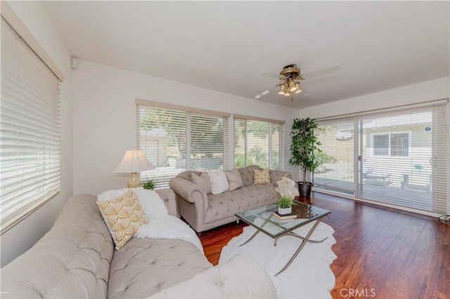 405 W Virginia Ave, Glendora, CA 91741 - living area with a ceiling fan and wood finished floors