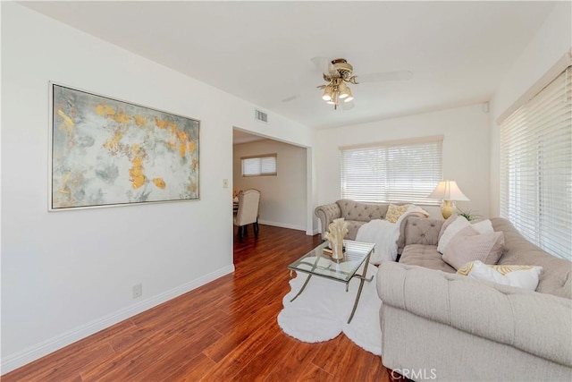 405 W Virginia Ave, Glendora, CA 91741 - living area featuring ceiling fan and wood finished floors