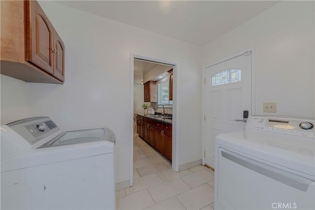 405 W Virginia Ave, Glendora, CA 91741 - laundry room featuring cabinet space, washer and clothes dryer, and light tile patterned floors