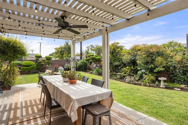 1642 W Woodcrest Ave, Fullerton, CA 92833 - fenced backyard with outdoor dining space, a pergola, and a patio area