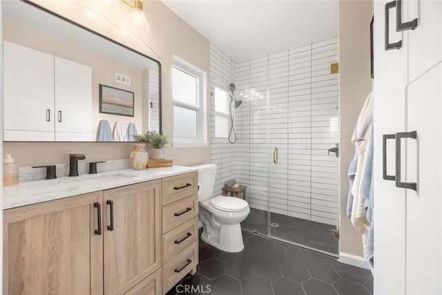 1642 W Woodcrest Ave, Fullerton, CA 92833 - bathroom featuring tile patterned flooring, vanity, and a stall shower