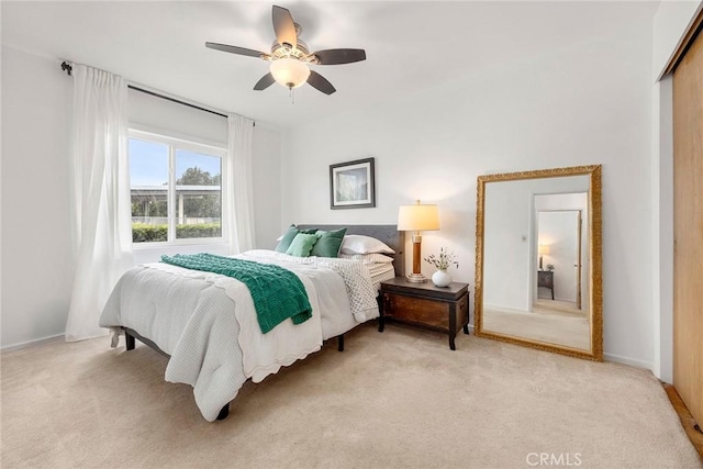 1642 W Woodcrest Ave, Fullerton, CA 92833 - bedroom with light carpet and a ceiling fan