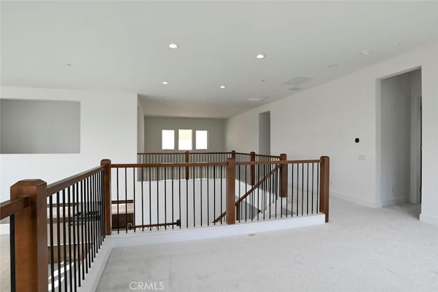20552 Edgewood Ct, Chatsworth, CA 91311 - corridor featuring an upstairs landing, carpet, and recessed lighting