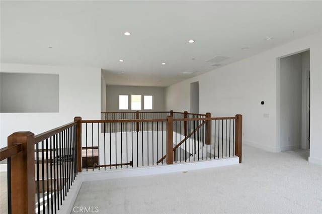 20552 Edgewood Ct, Chatsworth, CA 91311 - hall featuring an upstairs landing, carpet, and recessed lighting