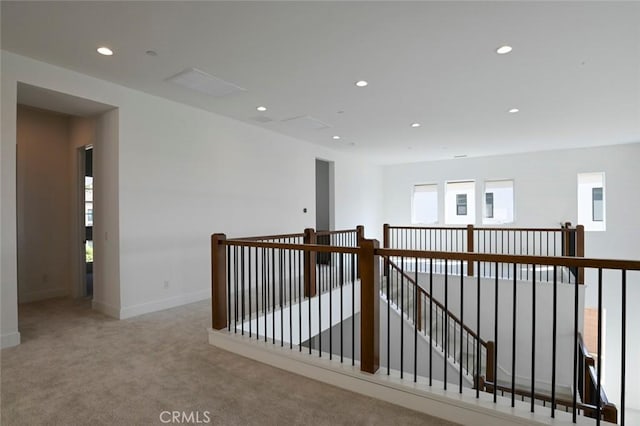 20552 Edgewood Ct, Chatsworth, CA 91311 - hallway with an upstairs landing, recessed lighting, and carpet