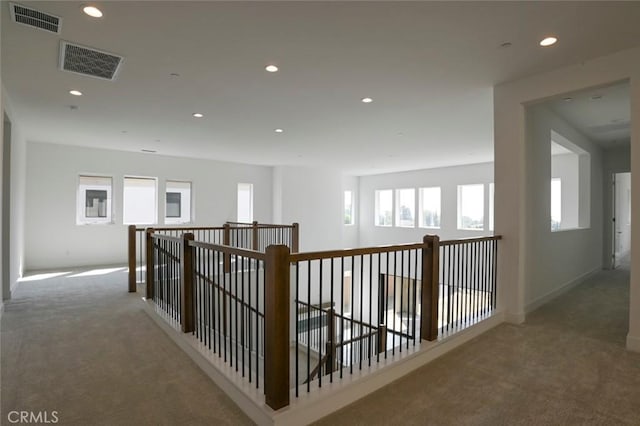 20552 Edgewood Ct, Chatsworth, CA 91311 - corridor featuring carpet floors, recessed lighting, plenty of natural light, and an upstairs landing