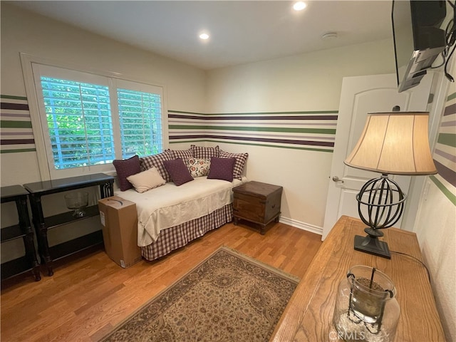 17 Thornbird, Aliso Viejo, CA 92656 - bedroom featuring wood finished floors, recessed lighting, and wallpapered walls