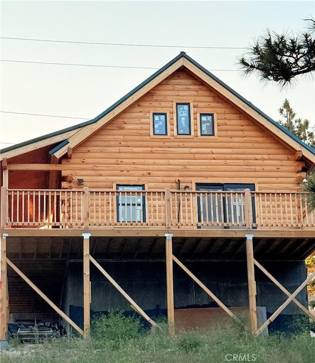33149 Holcomb Creek Dr, Green Valley Lake, CA 92341 - rear view of property featuring a deck and log exterior