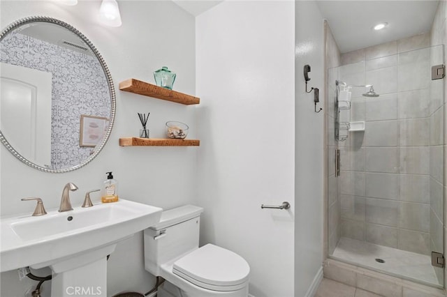 362 Vista Madera, Newport Beach, CA 92660 - bathroom featuring a shower stall and tile patterned flooring