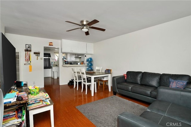4220 W 165th St, Lawndale, CA 90260 - living room featuring a ceiling fan and wood finished floors