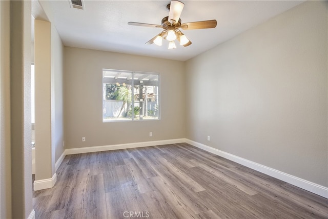 41808 Vardon Dr, Temecula, CA 92591 - empty room with wood finished floors and ceiling fan