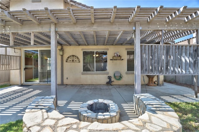 41808 Vardon Dr, Temecula, CA 92591 - view of patio / terrace featuring a fire pit and a pergola