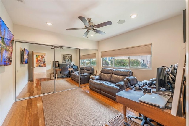4510 S Mullen Ave, View Park, CA 90043 - office space with wood finished floors, ceiling fan, and recessed lighting