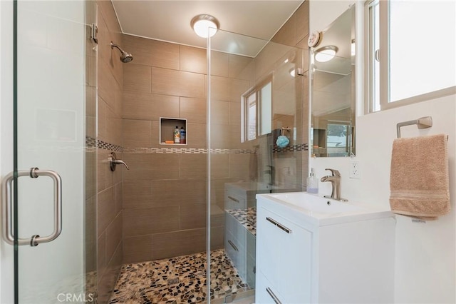 4510 S Mullen Ave, View Park, CA 90043 - bathroom with a shower stall and vanity