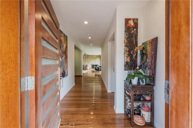 4510 S Mullen Ave, View Park, CA 90043 - hall featuring wood finished floors and recessed lighting