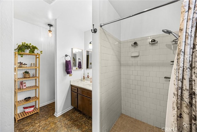 1210 W Marshall Blvd, San Bernardino, CA 92405 - bathroom with a tile shower and vanity